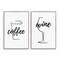 Stupell Industries Simple Coffee Wine Drawing 2 pc Framed Giclee Wall Art Set Design by Martina Pavlova